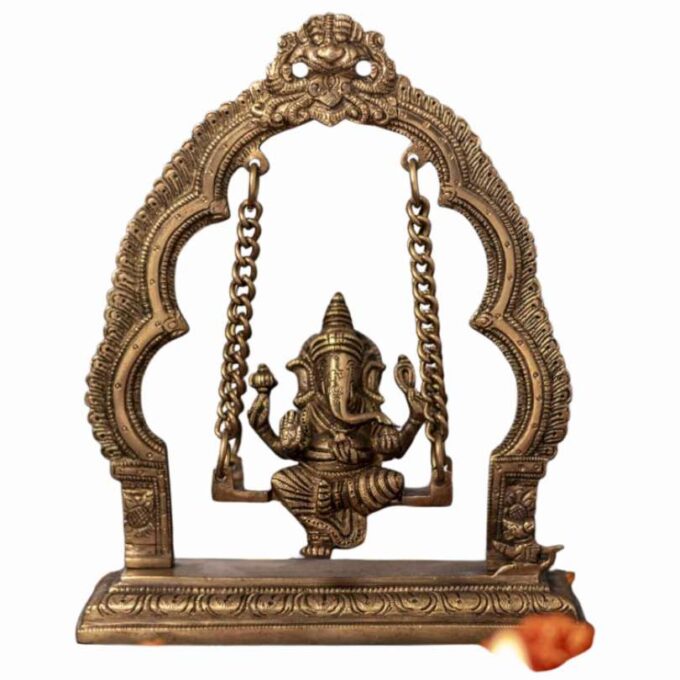 Lord Ganesha on Swing - Brass Statue